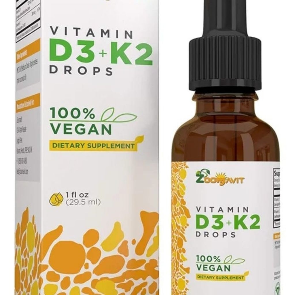 Vegan Liquid Drops Vitamin D3 K2 (MK7) - 100% Vitamin D Cair Berbasis Tanaman yang Diperkaya dengan 