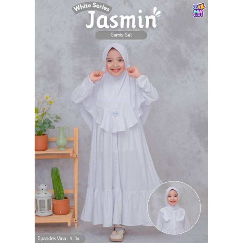 JASMIN GAMIS PUTIH SET KHIMAR ANAK BY ZAMA KIDS