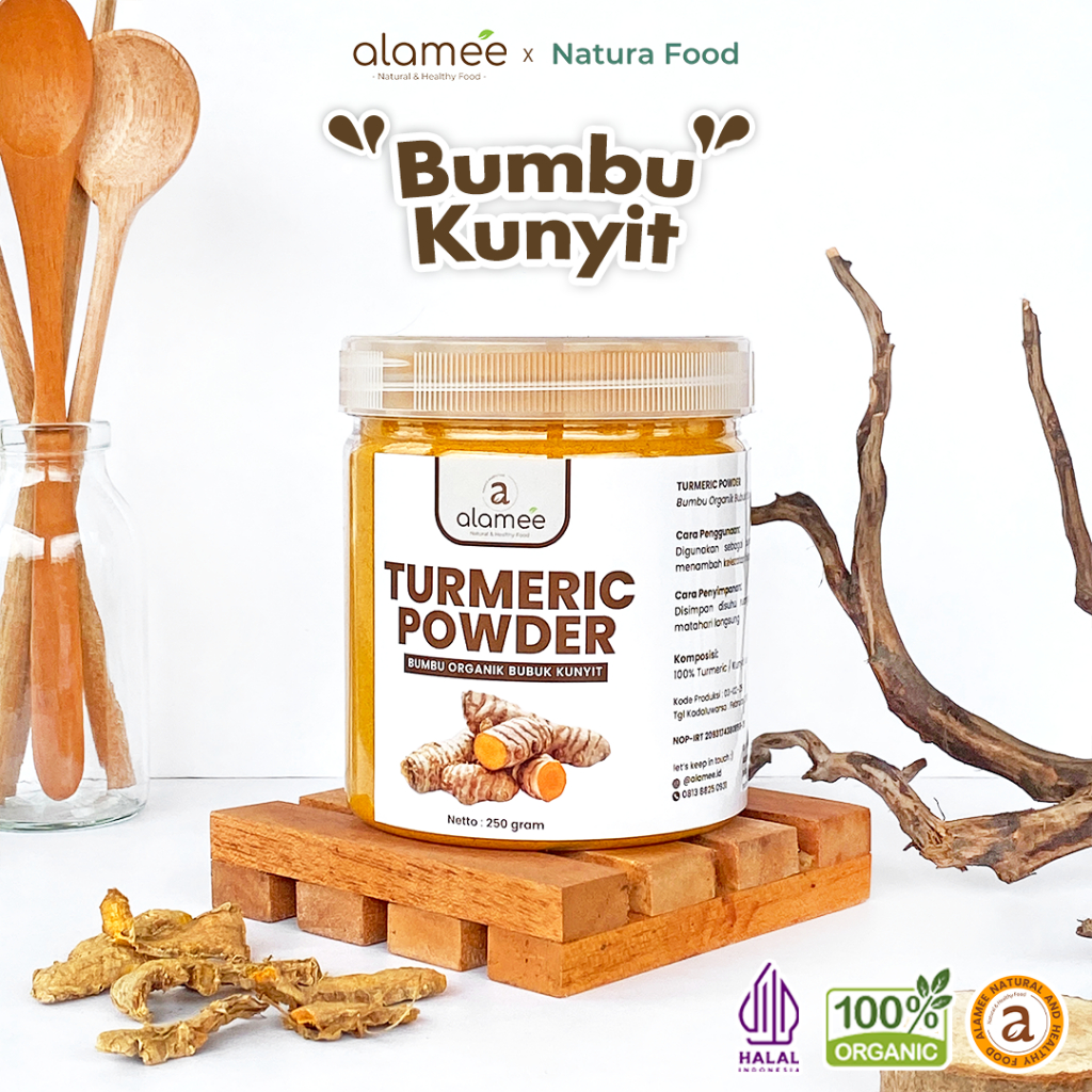 

ALAMEE Kunyit Bubuk Murni Turmeric Powder Ground Bumbu Dapur Instan Organik Asli Seasoning 250gr