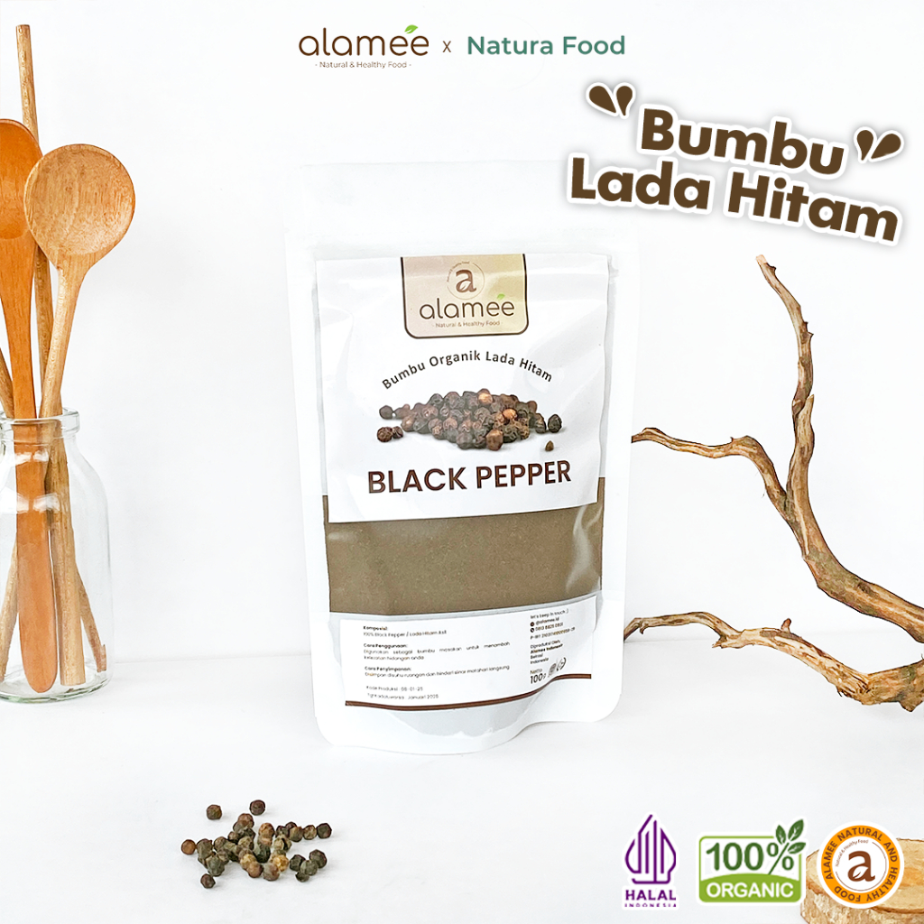 

ALAMEE Bubuk Lada Hitam Black Pepper Powder Bumbu Dapur Instan Blackpepper 100 Gram Organik