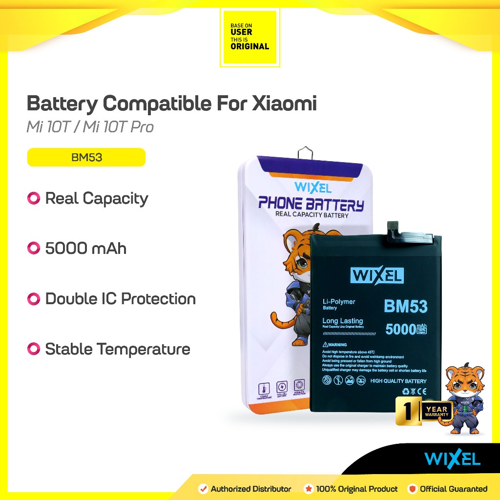 WIXEL Baterai XiaoMi Mi10T / Mi 10T Pro BM53 Double Power Real Capacity Original Batre Batrai Batter