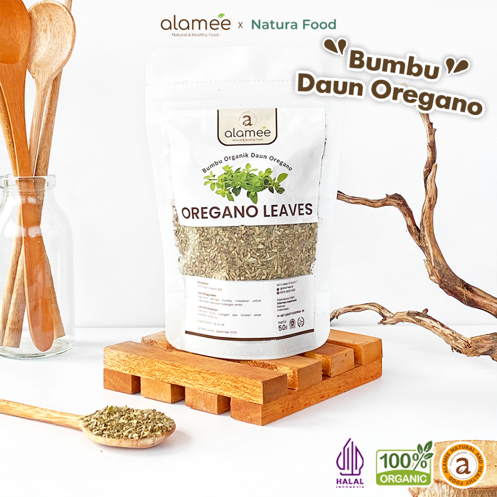 

ALAMEE Daun Oregano Kering Dried Leaves Flakes Garnish Murni Asli Seasoning Bumbu Dapur Organik 50 Gram