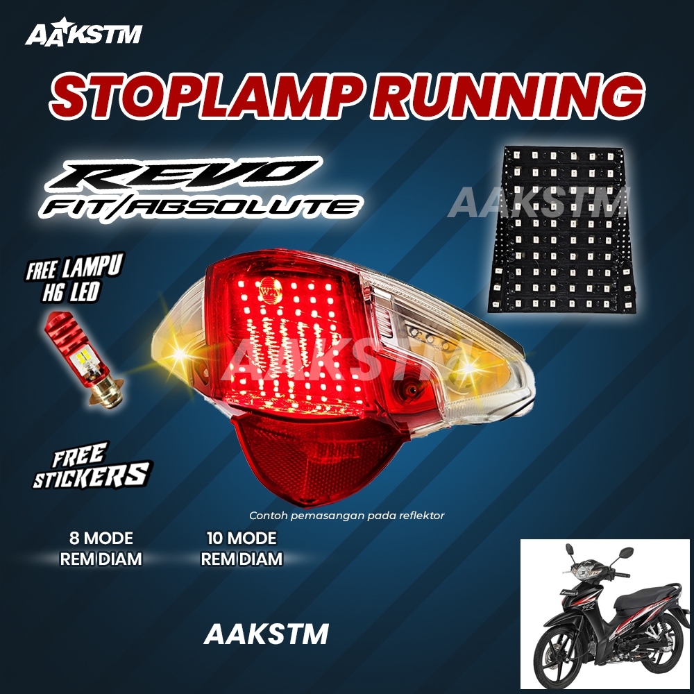 Stoplamp Running Led Revo Fit Absolute Lampu Rem 8 10 Mode Variasi Aa Kstm