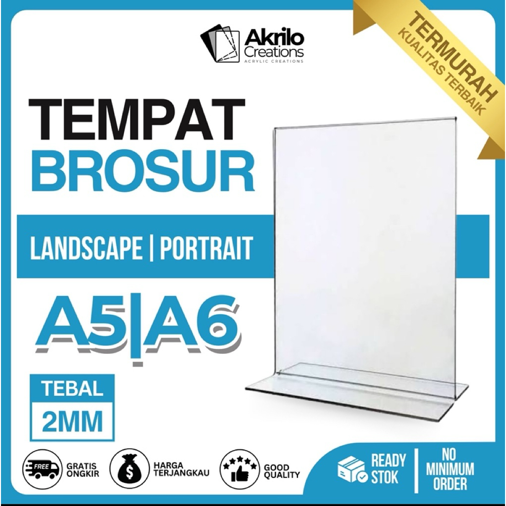 

Tempat Brosur Akrilik A5/A6 | Tent Card Display | Stand Menu QRIS & Harga | Tebal Bervariasi 2mm/3mm