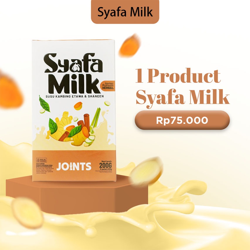 

SyafaMilk, Susu Kambing Etawa & Shaneen untuk Kesehatan Sendi & Tulang (1 Box / 8 Sachet)