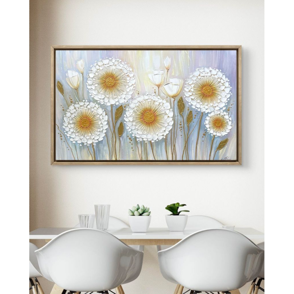 lukisan bunga dandelion texture aestetik hiasan dinding