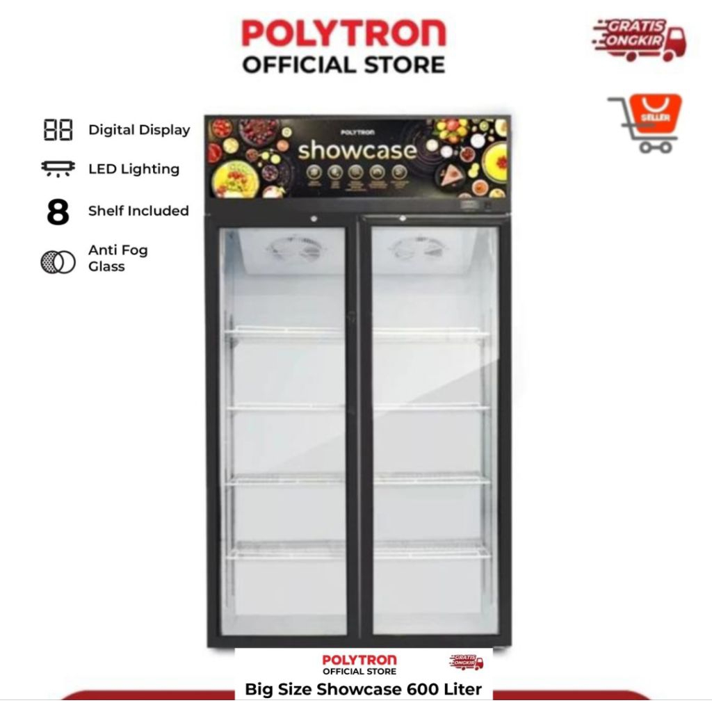 SHOWCASE 2 PINTU POLYTRON 600 LITER SCN610