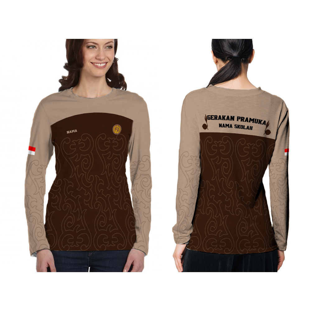 Baju Wanita Pramuka Pembina Lengan Panjang Fullprint