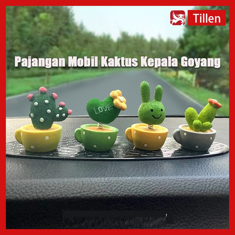Pajangan Mobil Kaktus 4 in 1/Bunga Pot kartus Kaptus Model Lucu Dashboard Kaktus Edition Pajangan Go