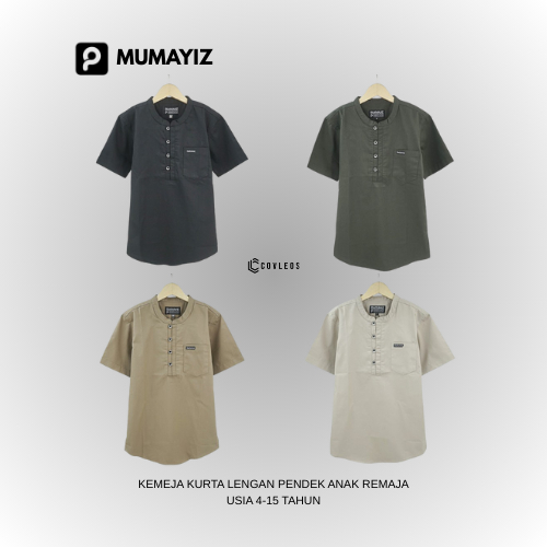COVLEOS | MUMAYIZ baju koko/baju kurta kemeja lengan pendek anak usia 4-15 tahun bahan cotton twill
