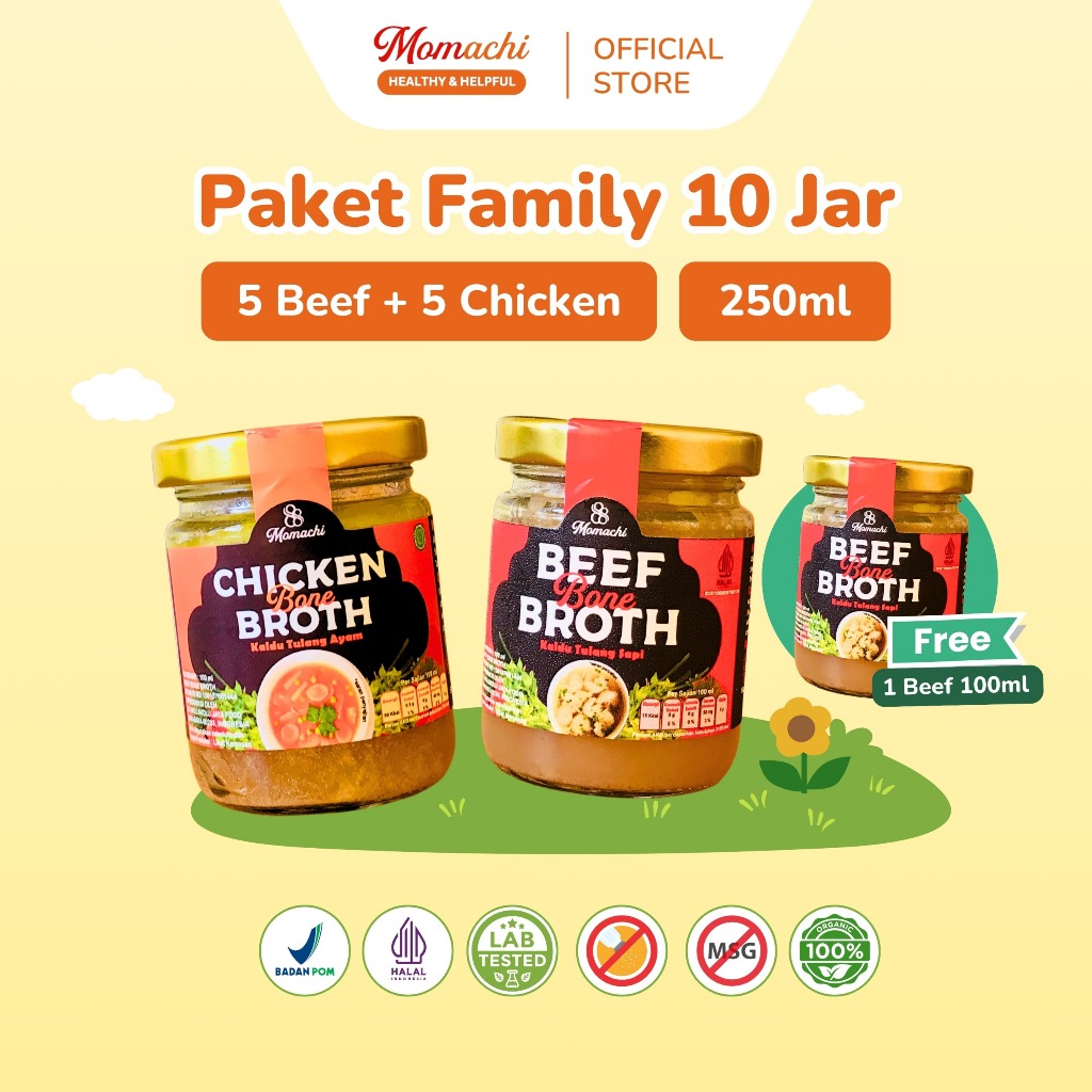 

Momachi - Kaldu / MPASI / Gut Heal / Chicken Bone Broth 250ml & Beef Bone Broth 250ml - Isi 10