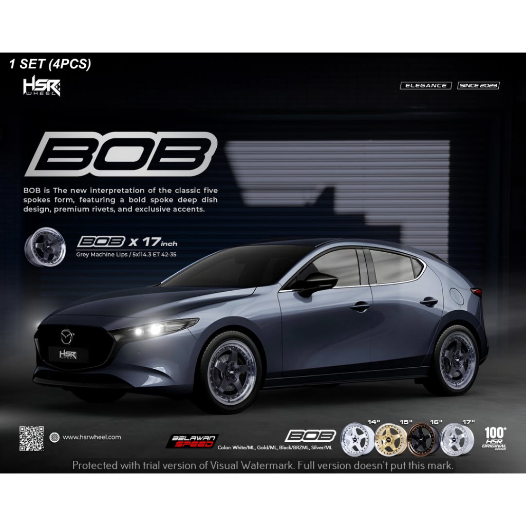 Pelek Mobil Ring 18 HSR BOB untuk Mazda 3 Hrv Xpander Civic Velg R18 Celong - Toko Velg Cibubur