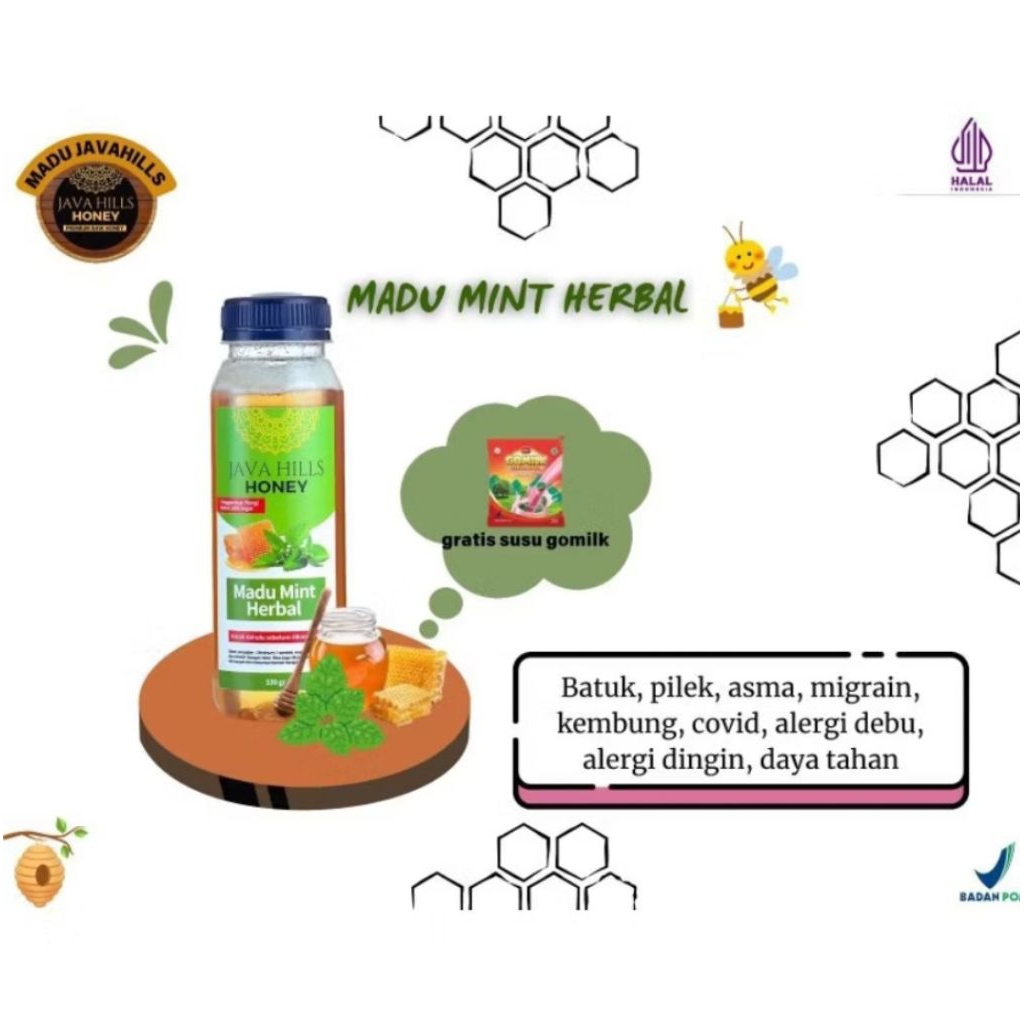 

MADU MINT HERBAL JAVAHILLS HONEY 320g/Madu Mint javahills Honey murni 100%/Raw honey premium