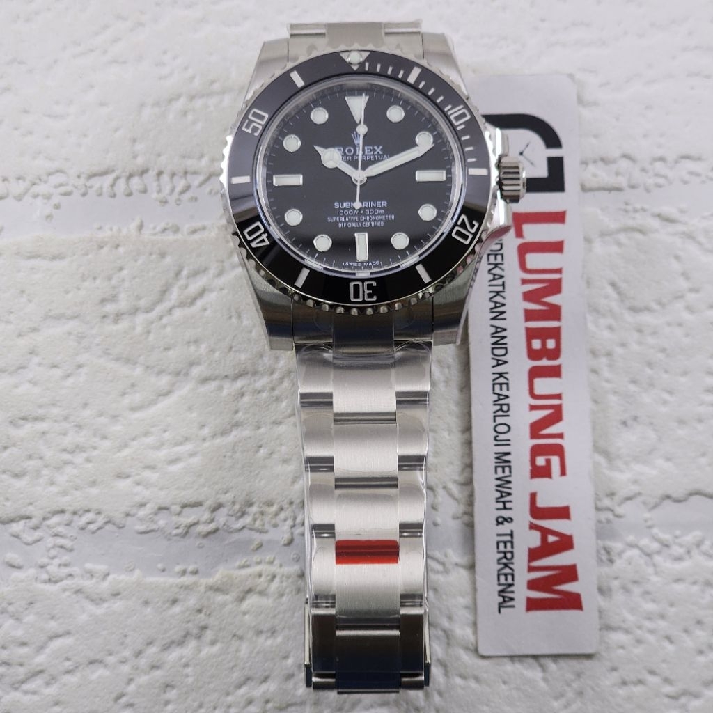 JAM TANGAN MEWAH SUBMARINER 114060 NO DATE BLACK DIAL VSF
