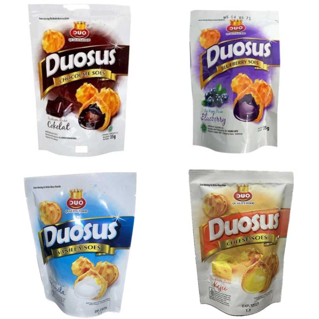 

TOP DUOSUS 1 DUS ISI 30 PCS KUE SOES KERING 35gr POUCH COKLAT BLUEBERRY DUO SUS CEMILAN ANAK CHOCOLATE