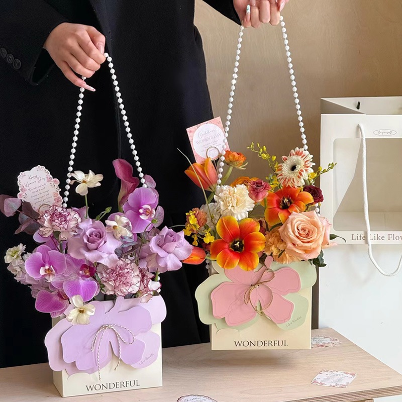 

Wonderful Flower Bag free pearl chain Tas Bunga Kotak Bunga