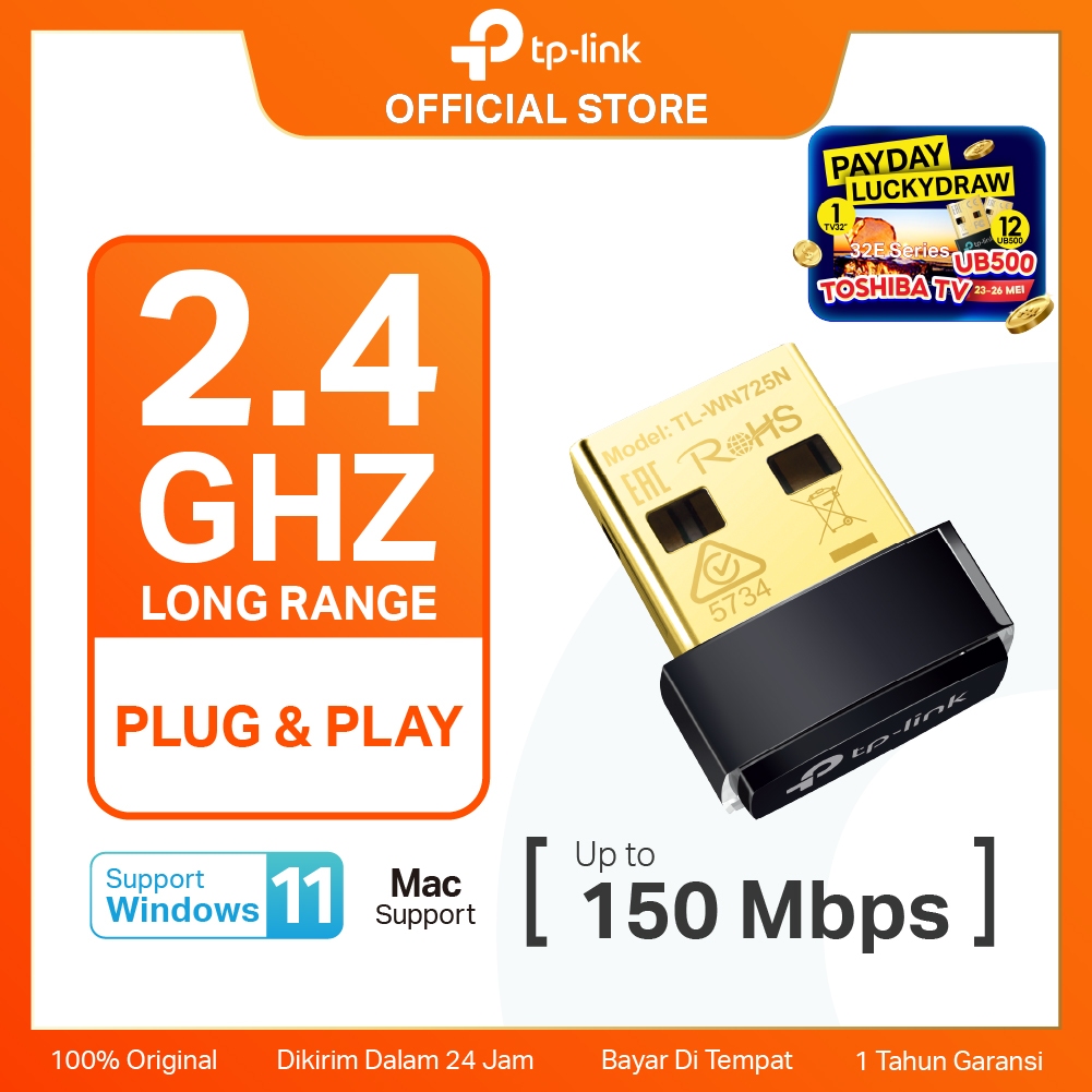 TP-Link TL-WN725N | USB WiFi Adapter |  WiFi Receiver | 150Mbps Wireless N | Dongle | Laptop PC MAC