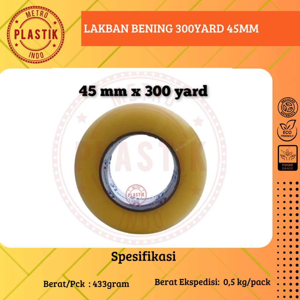 

Lakban Bening 300 Yard Isolasi Solatip Nawa Tape 45mm Daya Lengket Kuat Murah