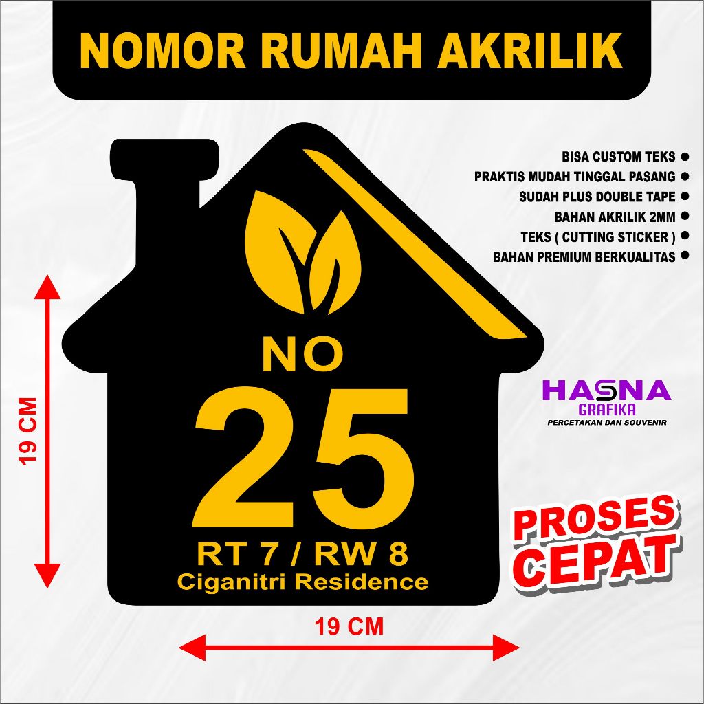 

NOMOR RUMAH ACRYLIC / AKRILIK / CUSTOM 15 X 15 CM / 20 X 20 CM