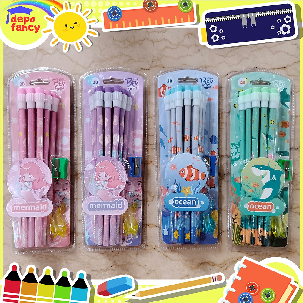 

Pensil Serut 2B + Penghapus BONUS RAUTAN / Pensil Tulis / Pencil / Alat Tulis (1 SET ISI 12 BUAH PENSIL)