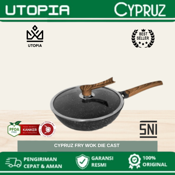 Cypruz FP-0830 Fry Wok Diecast 30 cm , Fry Wok Anti Gores 30cm
