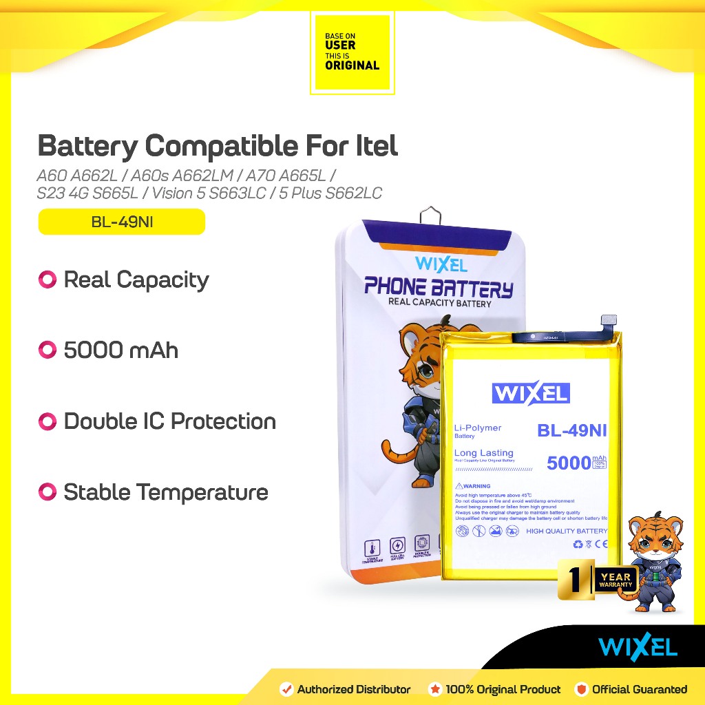 WIXEL Baterai BL-49NI BL49NI Itel S23 / A60 / A60S / A70 Real Capacity Batre Batrai Battery Double P