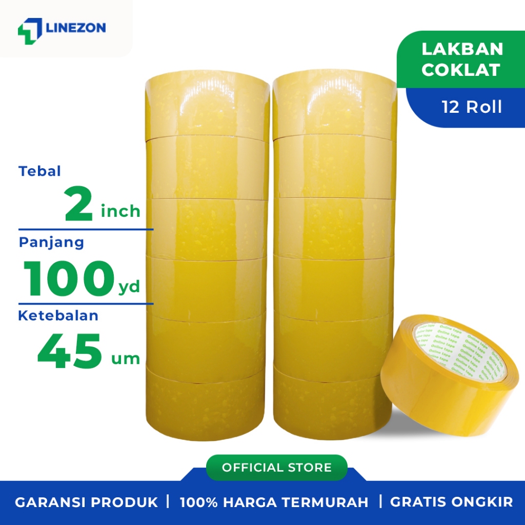 

12 pcs Lakban Coklat 48 MM X 100Y ECO Ukuran Online Tape Lakban Isolatip Solatip Kualitas Nachi Daimaru Termurah