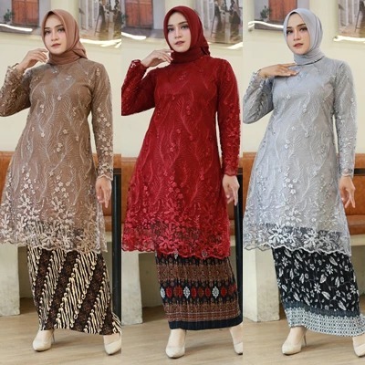 Hanya Atasan Kebaya TILLE Tunik Modern / Kebaya brokat Terlaris / Kebaya Tunik Brukat / kebaya tunik