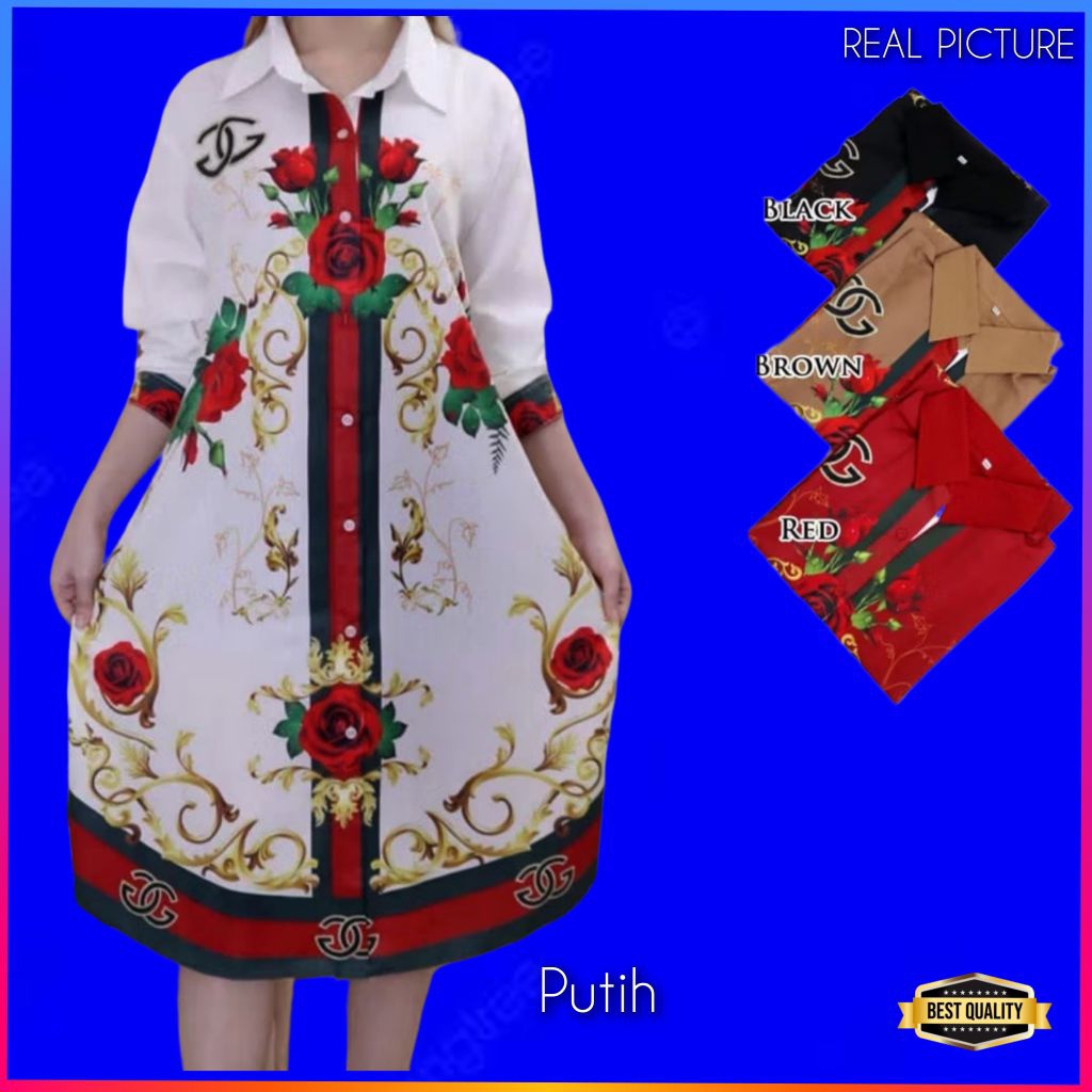 Baju Gaun Jumbo Wanita Olearia Dress Jumbo LD 120 Natal Korea Pesta Putih