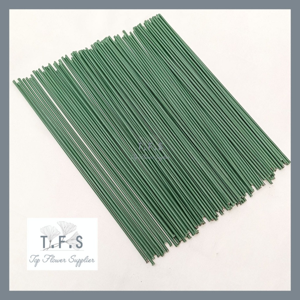 Floral wire Tangkai Bunga Kawat Hijau Panjang 20cm Tangkai Bunga Plastik Dekorasi Wedding
