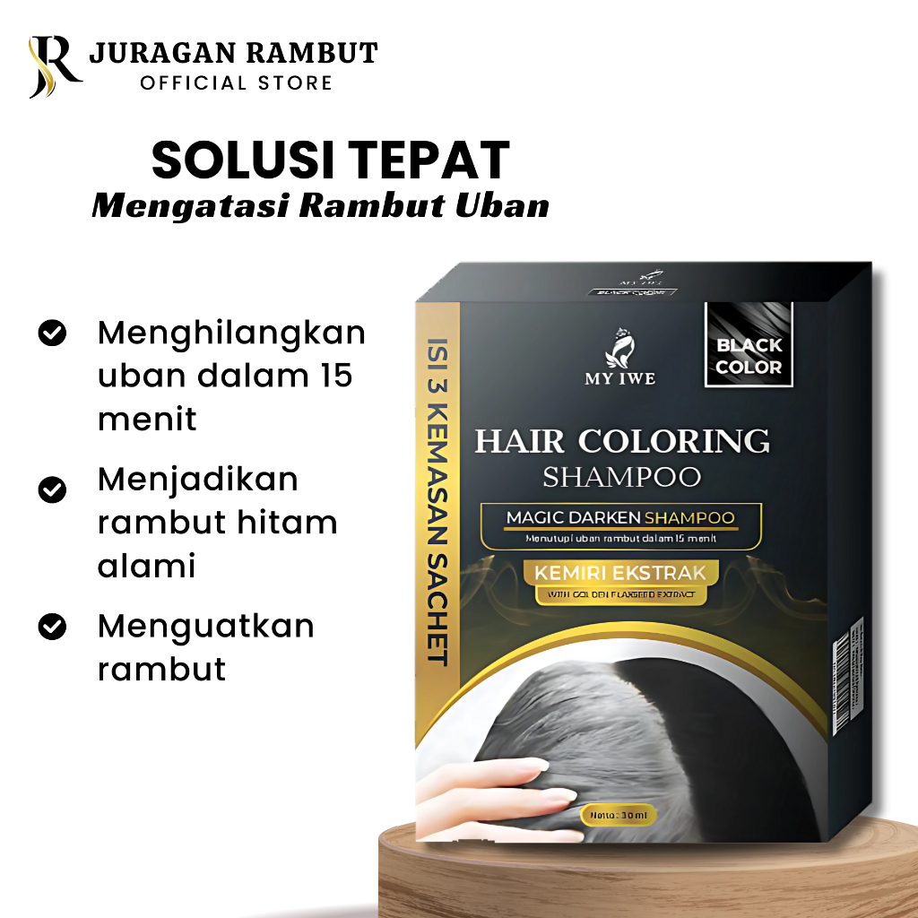 MYIWE My Iwe Hair Coloring Shampoo SACHET 30ml 1 Box 3 Sachet Shampo Penghitam Rambut Uban Shampo Pe