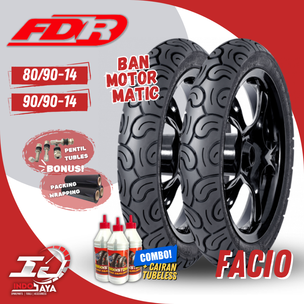 [READY COD] BAN TUBELESS FDR FACIO ( 80/90-14 - 90/90-14 ) RING 14 / R14 / BAN MOTOR LUAR DEPAN BELA