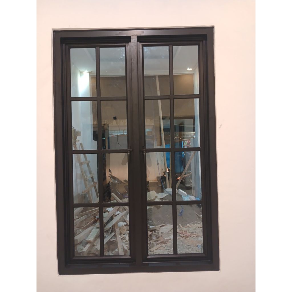 Kusen 4" +jendela Aluminium list ornamen ukuran 120x180cm Kirim Se-Indonesia(Frer Packing Kayu)
