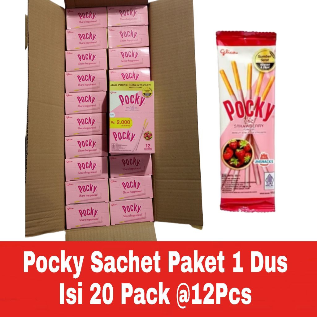 

Glico Pocky Sachet Rasa Stroberi Kemasan 1 dus isi 20 pack x 12 pcs