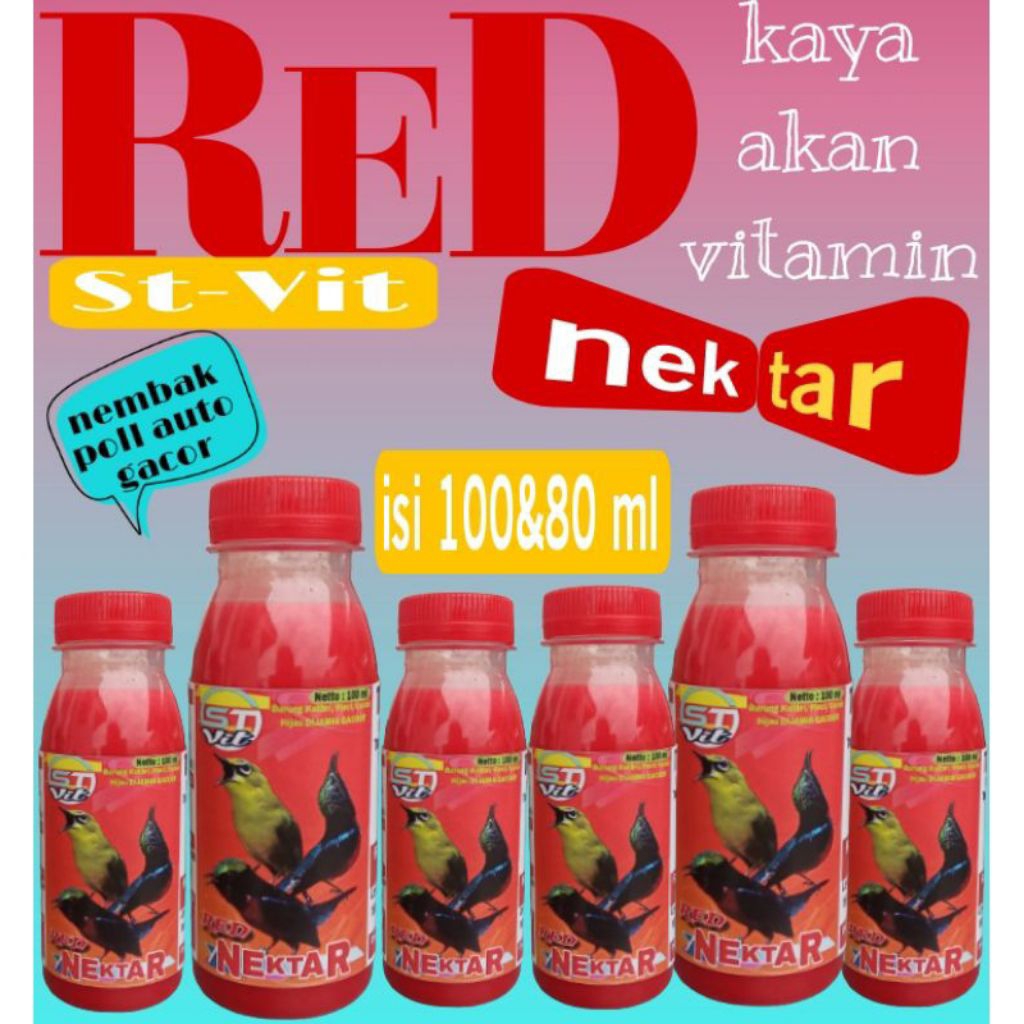 RED NEKTAR  100 ML pakan harian Kolibri penggacor konin sogon Kolibri ninja sogok ontong pleci cucak