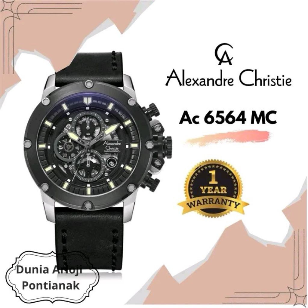 [DUNIA ARLOJI PONTIANAK] Jam Tangan Pria Mewah Alexandre Christie Original Seri AC 6564 MC Jam Tanga