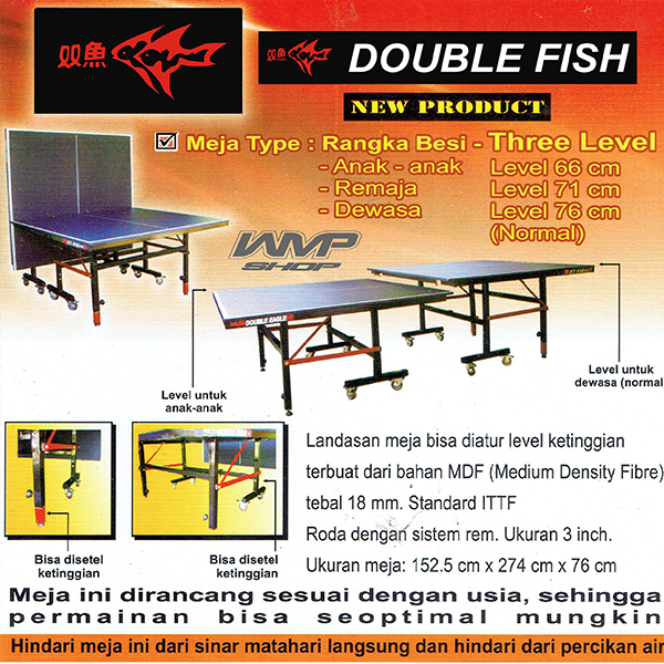 Meja Pingpong Meja Tenis Meja Pingpong Double Fish Type Three Level