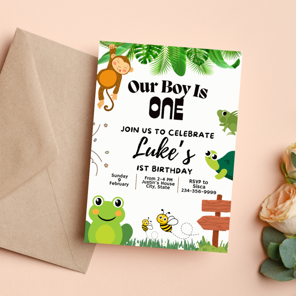 Undangan Ulang Tahun Anak Tema Jungle Kartu Undangan Ulang Tahun Undangan Digital