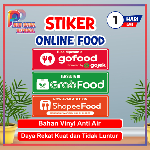

stiker sticker vinyl anti air ONLINE FOOD - GO FOOD - GRAB FOOD - SHOPEE FOOD LANDSCAPE