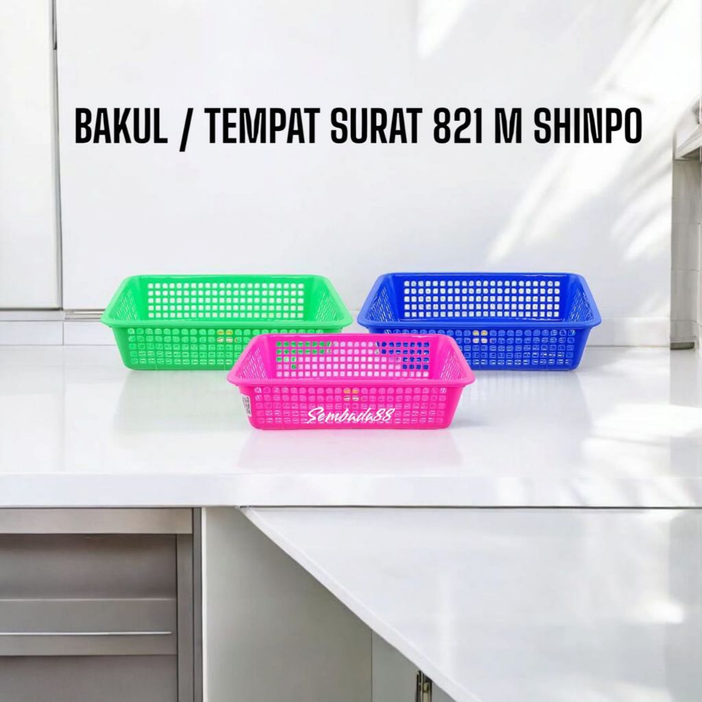 BAKUL PLASTIK PERSEGI 821 M SHINPO / KERANJANG SURAT / KERANJANG BUAH