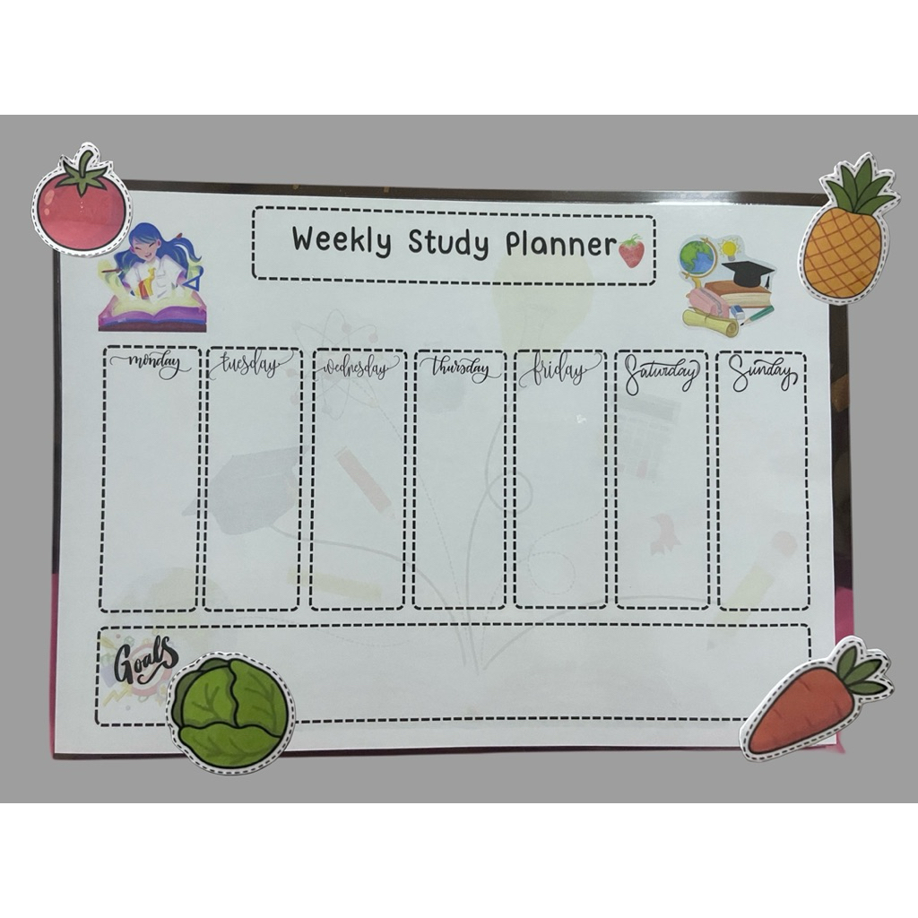

CUSTOM Weekly Study School Planner Home Work Pelajar Buku Pelajar