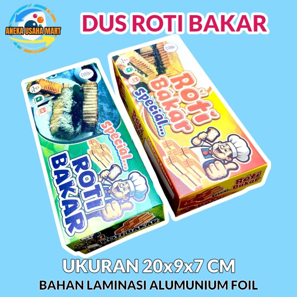 

40 Lembar Dus Roti Bakar Ukuran 20x9x7 Cm Bahan Laminasi Alumunium Foil