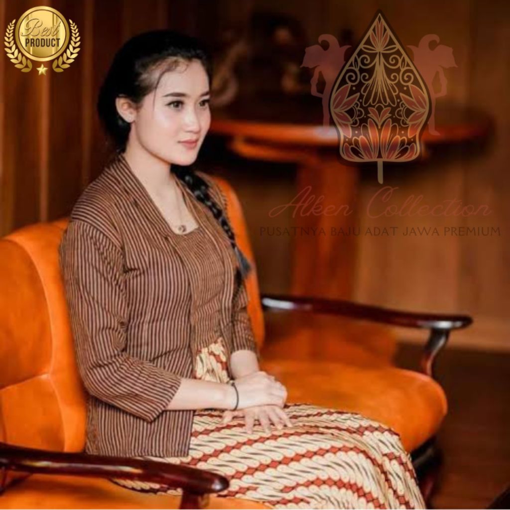 TERLARIS ❗️Baju Adat Jawa Lurik Lir Lembut Atasan Kutubaru Warna Kuning hitam Bigsize - Baju Lurik  