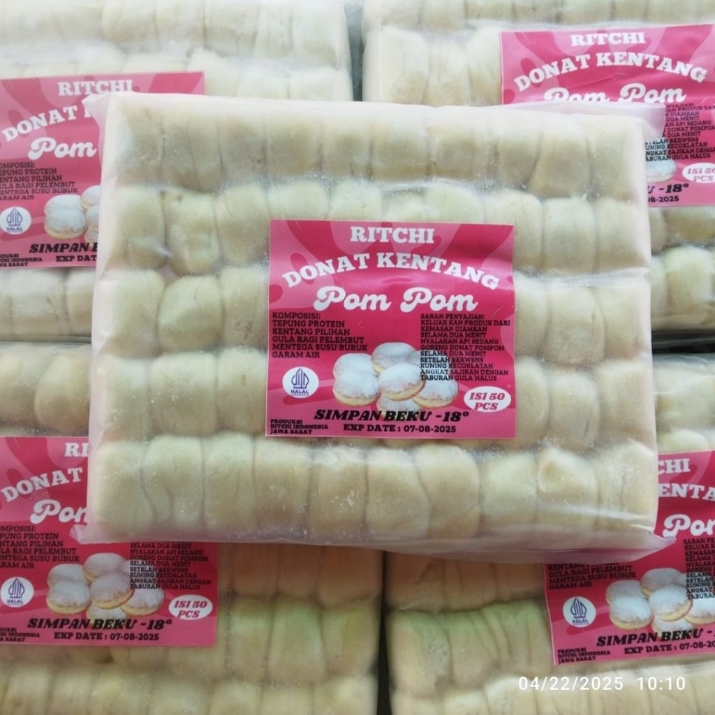 

Donat frozen kentang mini donat Pom pom Ritchi isi 50