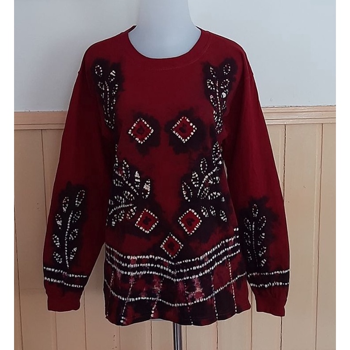 KODE K65I Kaos Sasirangan Banjarmasin Kaus Batik Jumputan Katun Wanita Pria Lengan Panjang Uk S M L 