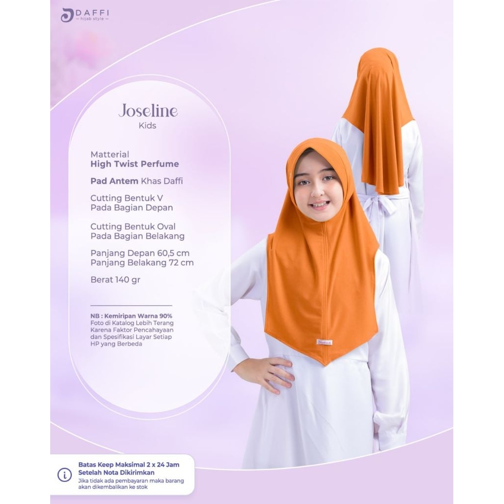 Hijab Daffi Joseline Kids Series hijab instan anak berkualitas ORI Daffi