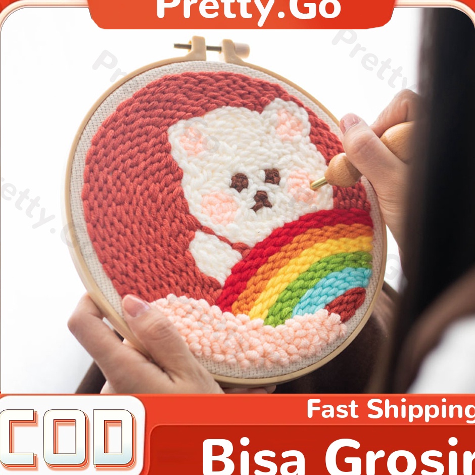 KODE O85I DIY Paket Sulam Tangan Set  Punch Needle Embroidery Kit Lengkap DIY Paket Sulam Menyulam P