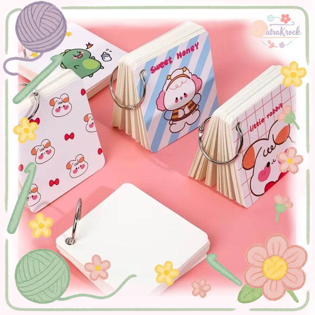 

AKRO Notebook Mini Ring Gantung 80 Lembar RANDOM Notebook Catatan Memo Karakter Lucu dengan Gantungan Memo Ring