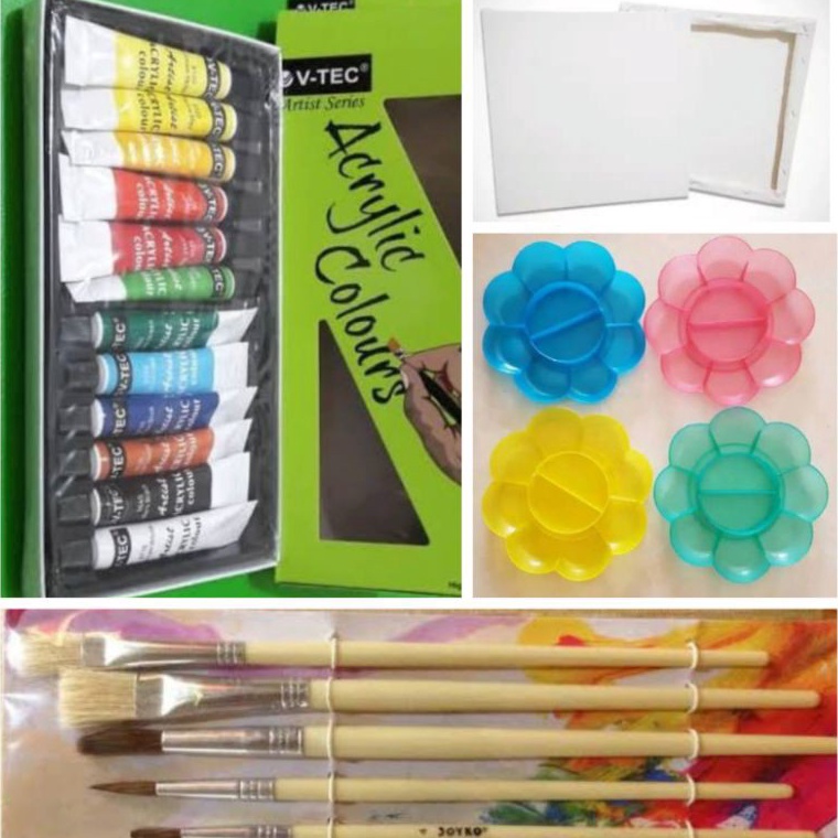 

KODE S5T paket kanvas lukis 3x4 kanvaskuascat acrylicpalet