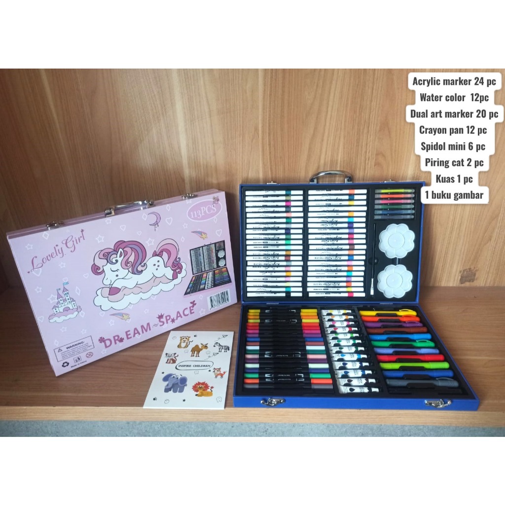 

Crayon Set 113pcs / Krayon Mewarnai Anak 113pcs / Crayon Koper / Krayon Alat Lukis Anak Art Set-SHR